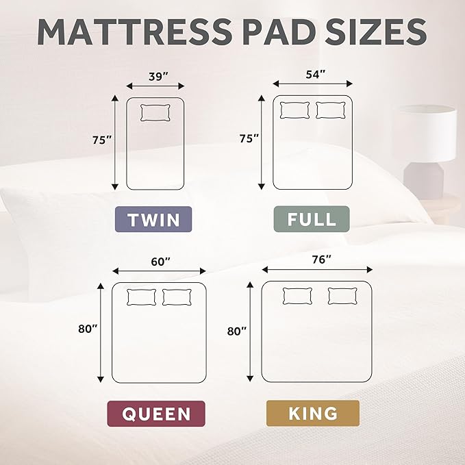 Sunbeam Electric Heated Mattress Pad Restful Quilted Extra-Cozy Fabric 12 Heat Settings 12-Hour Auto Shut-Off Deep Pocket Fit Machine Washable Queen 80" x 60"
