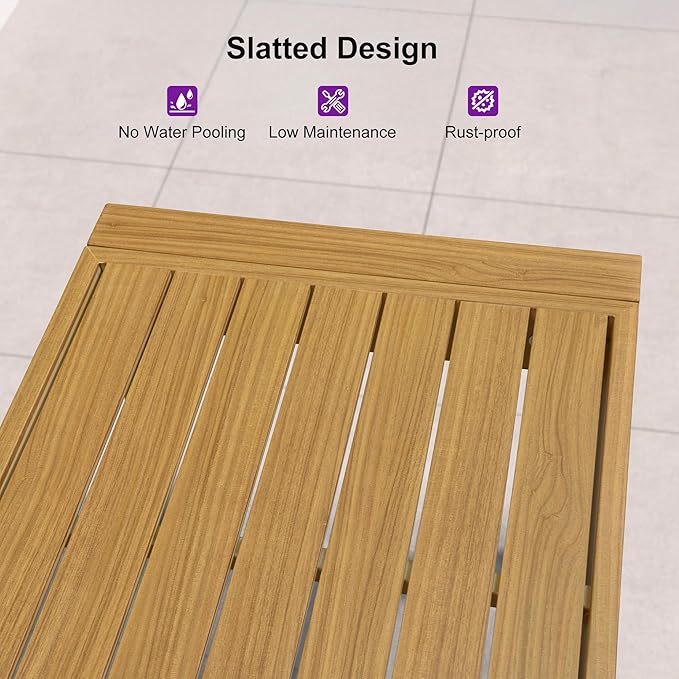 PURPLE LEAF 4 Pieces Patio Conversation Set Outdoor Wicker Furniture with Aluminum Table and Rattan Chairs Sofa Cushions Included for Porch Backyard Garden Balcony Teak