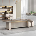 Modern L Shaped Desk, 126.0 inch Large Desk with Storage, Executive Desks for Home Office No Installation Required with Drawers and Lockable