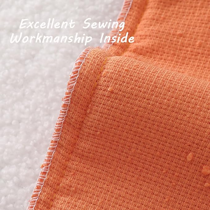 FUTEI Pack of 2 Orange Decorative Throw Pillow Covers 26x26 Inch Soft Cozy Solid Boucle Textured Euro Pillow Shams,Modern Home Decor for Couch Bed Living Room