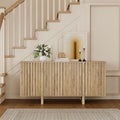 Sideboard Buffet Cabinet with Storage, Natural Freestanding Floor Cabinet 64” Farmhouse Sideboard Wooden Large Storage Cabinet Media Console Table Credenza for Living Room Dining Room Hallway, Single