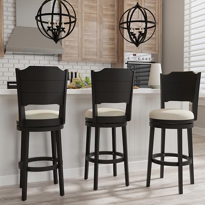 Hillsdale Clarion Wood Bar Height Swivel Stool, Black