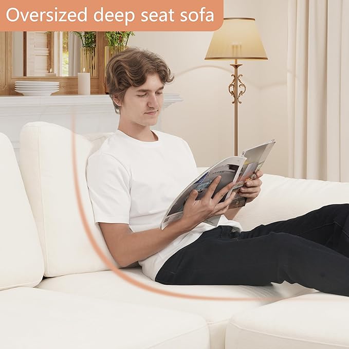 EASE MOOSE Oversized Modular Sectional Sofa with Ottoman,Modern Luxury Wide Deep Modular Couch, U Shaped Couch for Big Spaces Living Room, White
