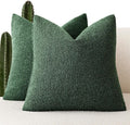 Foindtower Set of 2, Decorative Textured Boucle Throw Pillow Covers Accent Solid Pillow Cases Neutral Cozy Couch Cushion Case for Chair Sofa Bedroom Living Room Home Decor 16x16 Inch Pine Green