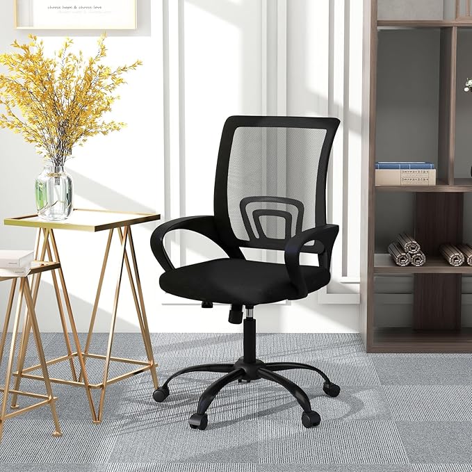 Bonzy Home Ergonomic Office Chairs Set of 2, Rolling Conference Room Chairs with Wheel, Mesh Computer Desk Chair with 360° Swivel, Height Adjustable, 2 Pack