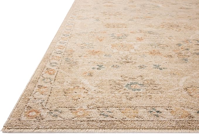 Loloi Chris Loves Julia Palma Collection PLM-11 Natural/Multi 6'-3" x 9'-6" Fringe Area Rug Vintage Style Boho Living Room Bedroom Carpet