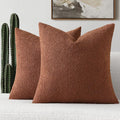 FUTEI Pack of 2 Rust Decorative Throw Pillow Covers 22x22 Inch Soft Cozy Solid Boucle Textured Cushion Case,Modern Home Decor for Couch Bed Living Room