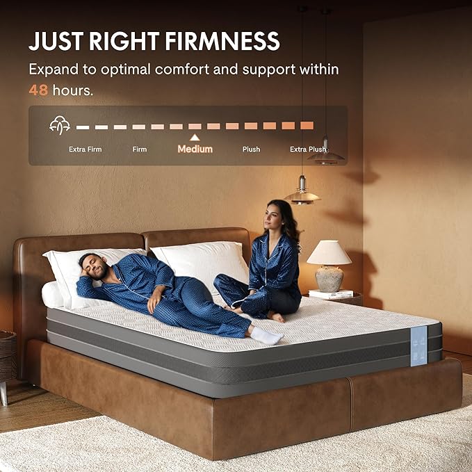 FLEXISPOT Queen All-in-One Adjustable Bed with 12" Cooling Gel Memory Foam Mattress, Boucle Bed Frame, Head & Foot Incline, Adjustable Headboard, Thick Padding, 10-Year Warranty, White