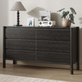 Dresser for Bedroom with 6 Drawers,47" Wide Oak Dresser with 4 Solid Wood Legs, Wooden TV Stand,Closet Clothes Organizer for Bedroom, Hallway