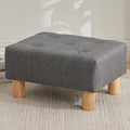 Small Foot Stool Ottoman, Linen Footstool Ottoman Foot Rest for Couch, Rectangle Footstools and Ottomans Small for Living Room, Entryway and Bedroom (Gray)