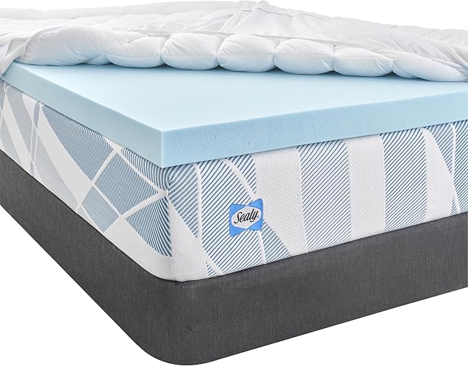 Sealy Dreamlife 3” Gel Memory Foam Twin XL Mattress Topper with 1” Quilted Cooling Cover, SealyComfort Gel Foam, SealyCool Poly Blend Cover