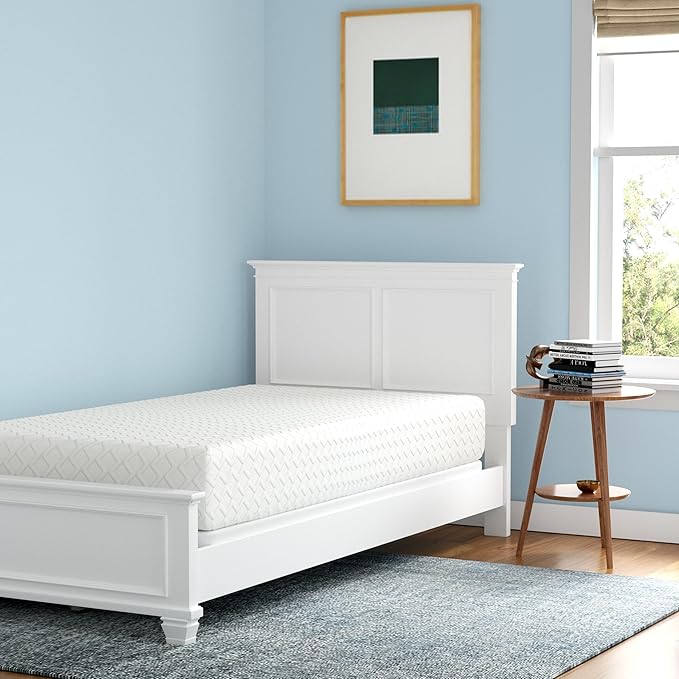 Signature Design by Ashley Twin Size Chime 10 Inch Medium Firm Memory Foam Mattress with Green Tea & Charcoal Gel for Pressure Relief, Fiberglass Free, Mattress In A Box