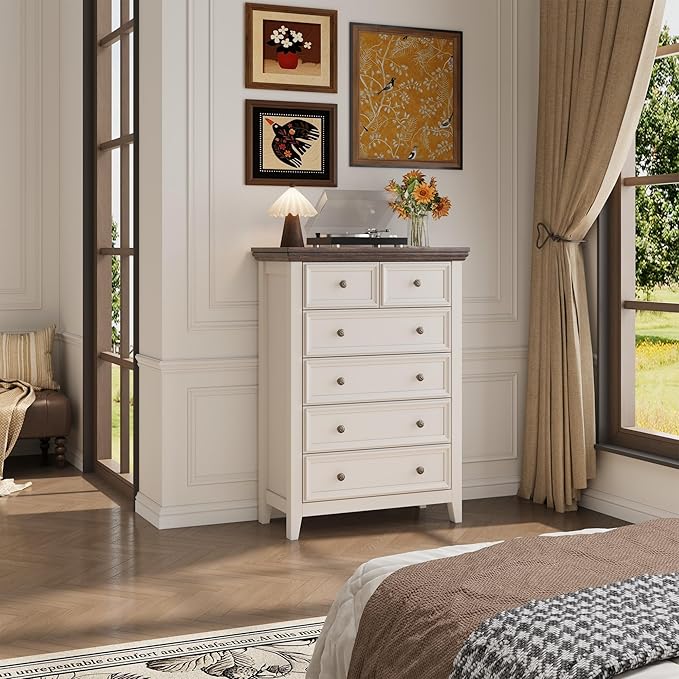 Tall Dresser for Bedroom 6 Drawers Dresser,6 Chest of Drawers Storage Cabinet for Living Room,Filing Cabinet for Home Office