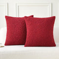 FUTEI Christmas Red Maroon Throw Pillow Covers 20x20 Inch Set of 2,Furry Faux Fur Teddy Boucle Textured Cushion Covers,Soft Fluffy Decorative Pillow Case,Home Decor for Couch Bed Living Room Car