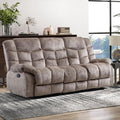 CANMOV Manual Reclining Sofa, 3 Seat Recliner Sofa with Armrest and Overstuffed Backrest, Couch Set for Living Room, Bedroom, Office, Light Brown