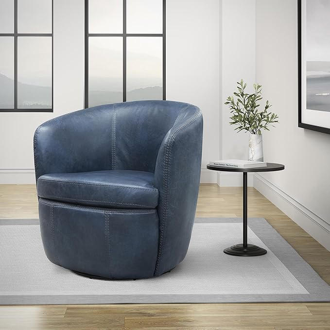 Parker Living Barolo - Vintage Navy 100% Italian Leather Swivel Club Chair