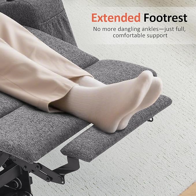MCombo Power Lift Recliner Chair for Elderly, Lift Chair with Heat and Massage for Tall People, USB&Type C Ports, Extended Footrest, Cup Holders, Fabric 7516 (Large,Dark Grey)