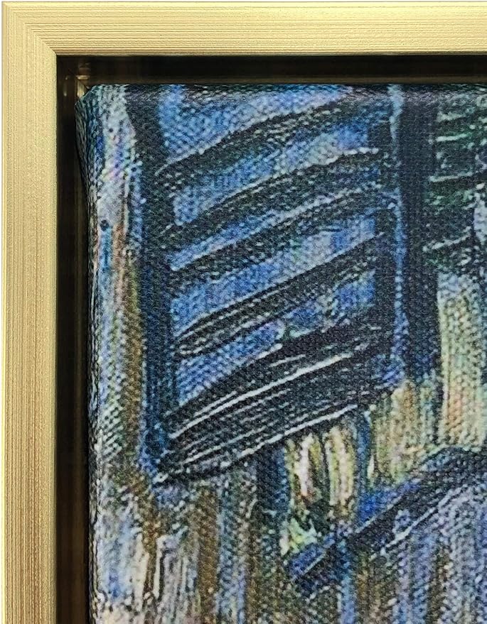 Wieco Art Framed Art Giclee Canvas Prints of Cafe Terrace at Night Canvas Prints Wall Art by Van Gogh Paintings Abstract Framed Canvas Wall Art for Home Decor Golden Frame