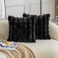 Neelvin Black Faux Fur Cozy Soft Plaid Decorative Throw Pillow Covers 20x20 inch Set of 2,Velvet Pillowcase Cushion Case for Sofa Couch