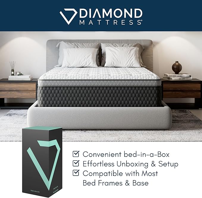 Diamond Mattress EquaLite Copper Cooled Hybrid Mattress, Twin XL Mattress 11-inch Firm, Greenguard Gold, CertiPUR-US Certified, Fiberglass-Free, Made in USA