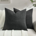 FUTEI Black Chenille Throw Pillow Covers 22x22 Inch Set of 2,Soft Striped & Diamond Textured Cushion Cases,Modern Home Decor for Couch Living Room