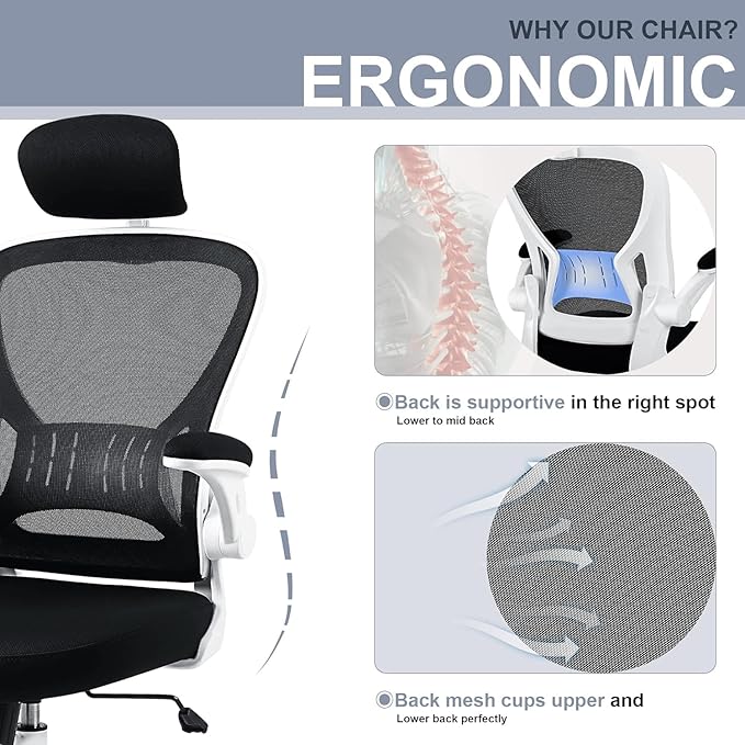 Office Chair Ergonomic Desk Chair Comfort Adjustable Height with Wheels，Lumbar Support Mesh Swivel Computer Home Office Chair,Conference Room Chairs