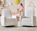Power Recliner Chair, Swivel Rocker Recliner with USB A/C Charging Ports & Smooth Swivel Motion, Chenille Upholstered Rocking Chair for Nursery,Living Room, Bedroom, Set of 2, Cream