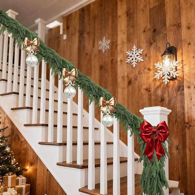 Christmas Garlands Norfolk Pine - Real Touch Pine Garlands - Garlands Christmas Decorations for Home Dining Table Mantel Porch Winter Christmas Decor(6ft)