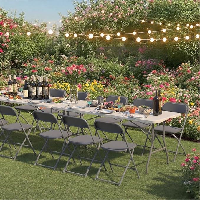 10 Pack Plastic Grey Folding Chairs,Portable Party Chairs Stackable Commercial Seats with Steel Frame for Office Home Outdoor Indoor Wedding Party Patio Dinning Events,350lbs Capacity