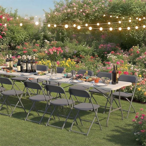 100 Pack Plastic Grey Folding Chairs,Portable Party Chairs Stackable Commercial Seats with Steel Frame for Office Home Outdoor Indoor Wedding Party Patio Dinning Events,350lbs Capacity