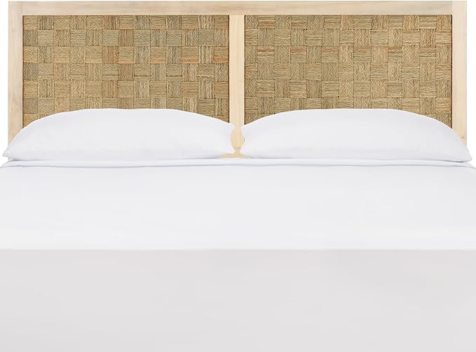 SAFAVIEH Home Collection Halvor Rattan King Size Headboard White Wash Frame & Natural Brown