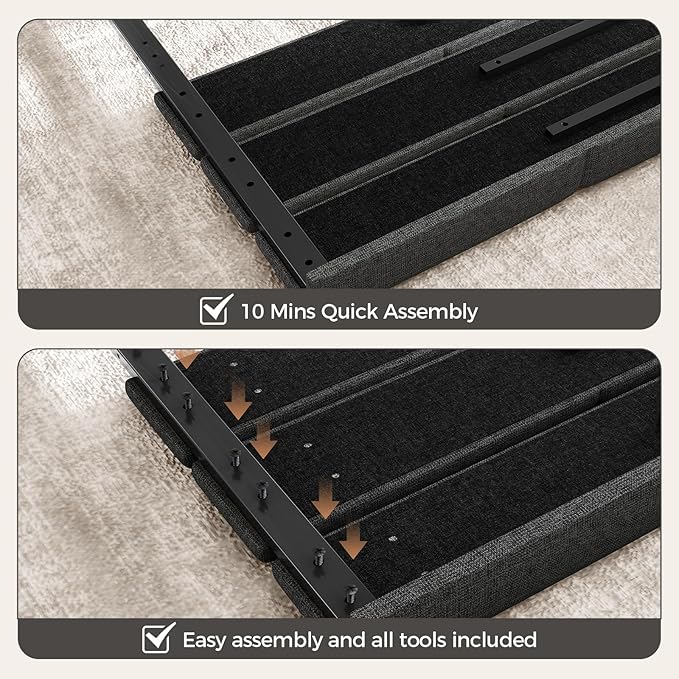 King/Cal King Size Upholstered Velvet Headboard, Adjustable Head Boards with LED Light & Charging Station, Bed Headboard Only, Attach Frame, Ideal for Bedroom, Dorm, Guest Room, Black