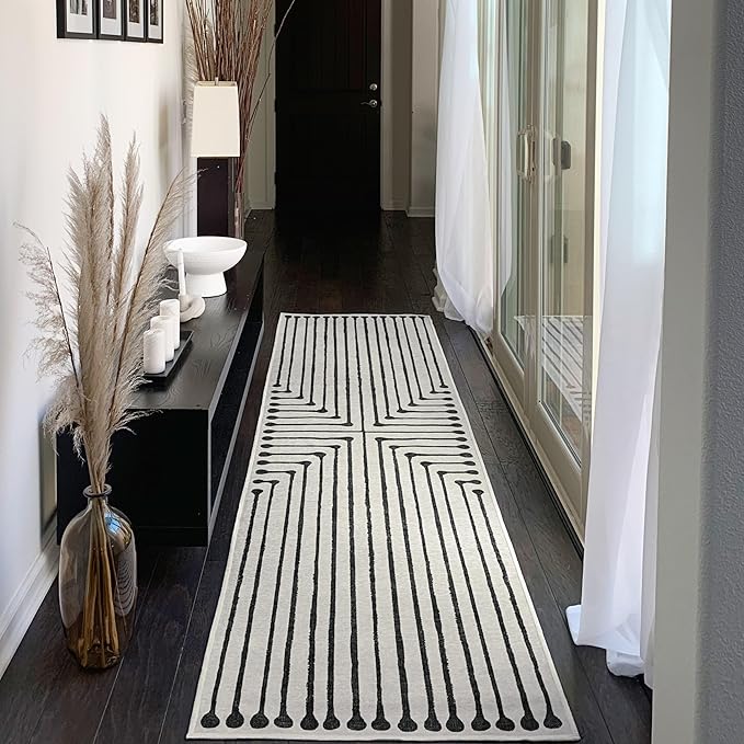 RUGGABLE x Jonathan Adler Machine Washable Modern Area Rug – Inkdrop Black & Ivory 8x10, Stain-Resistant, Non-Slip – Large Rugs for Living Room, Bedroom, Hallway, Entryway & Office–with Cushioned Pad