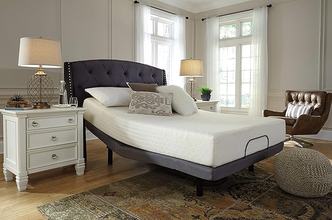 Signature Design by Ashley Full Size Chime 10 Inch Medium Firm Memory Foam Mattresswith Green Tea & Charcoal Gel for Pressure Relief, Fiberglass Free, Mattress In A Box