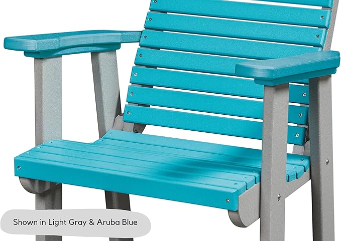 DutchCrafters Modern Horizontal Slat High Back Poly Outdoor Patio Chair (Black & Aruba Blue)