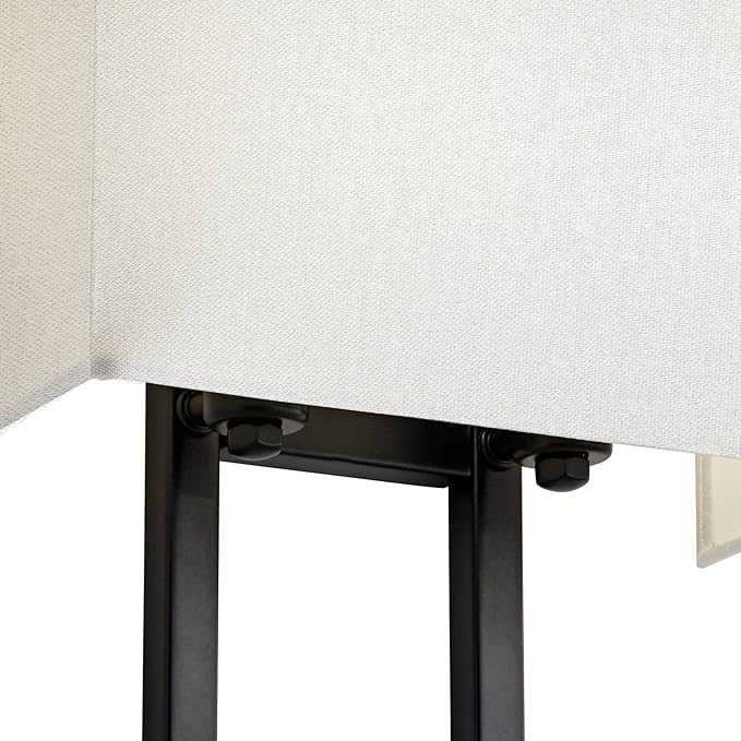 Possini Euro Design Modena Modern Wall Light Sconces Set of 2 Black Hardwired 9 1/2" Fixture Shimmery Silvery Faux Silk Half Shade for Bedroom Bathroom Vanity Living Room Home Hallway Dining House