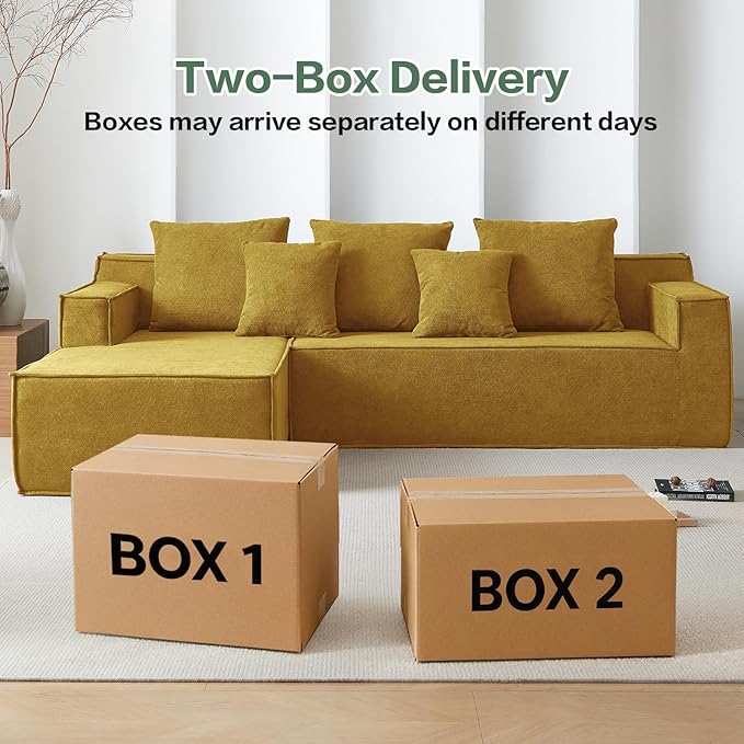 Boneless Cloud Sectional Couch, Modular Sectional Sofa with L-Shaped Lounge Chair, Soft Cloud Couch Memory Foam Sofa for Living Room, No Assembly Required (Orange, Velvet)