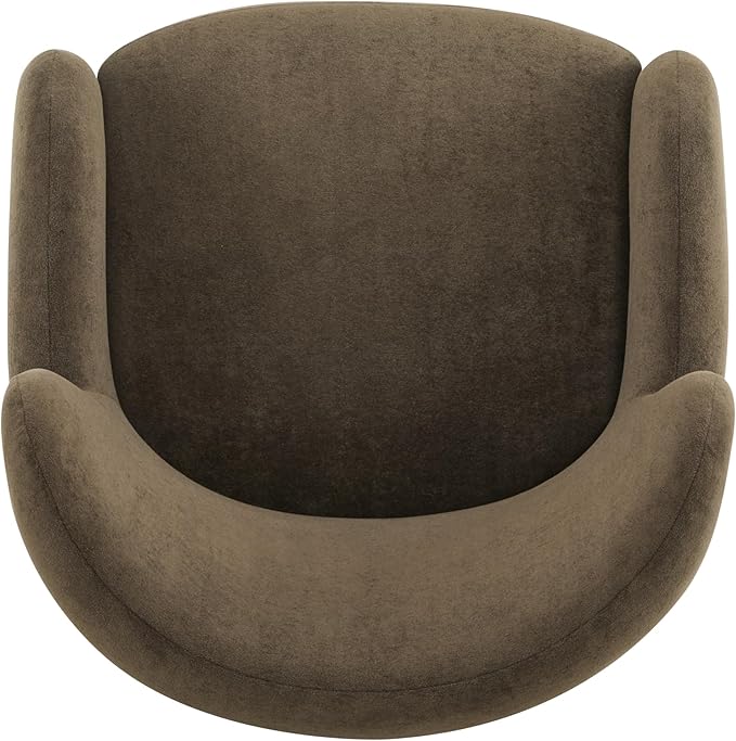 Christopher Knight Home Auden Wingback Accent Chair, Fabric Club Chair, Velvet Upholstered Armchair, Curved Backrest Single Sofa, Soft Cushion Seating, Reading Lounge Chair for Living Room, Brown