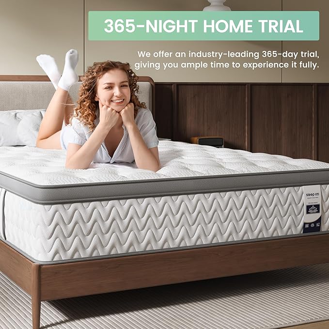 King Mattress, 14 Inch 5-Zone Deep Sleep Firm Mattress with Extra Lumbar & Shoulder Support, Hotel Collection Hybrid Mattresses, Fiberglass Free & No Odor - 365 Nights Trial