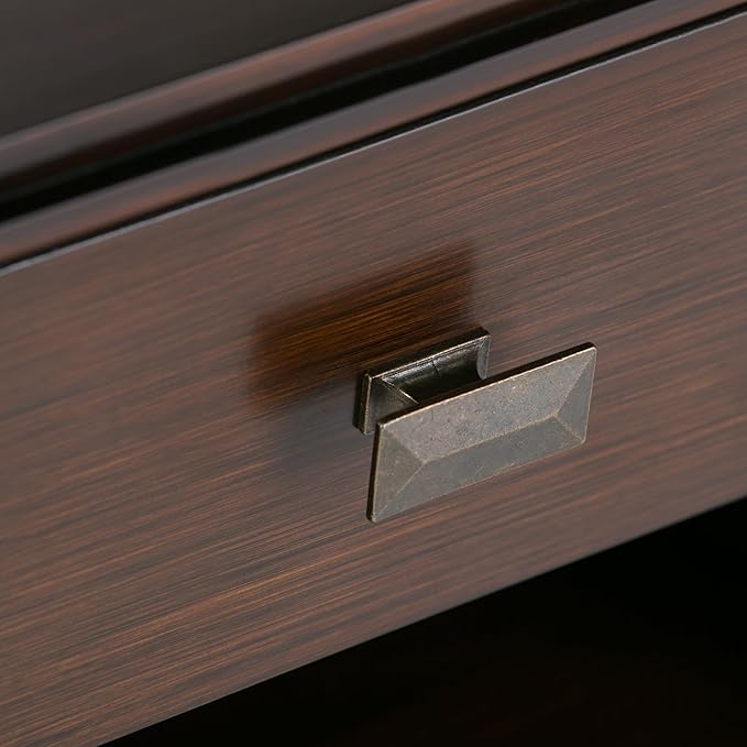 SIMPLIHOME Artisan Bedside Table - 24 inch Wide Solid Wood Nightstand Table in Russet Brown, Contemporary Bedroom Side or End Table with 1 Drawer, Open Shelf Storage and Bronze Knobs