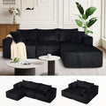 BV 102" Modern Modular Sectional Sofa,Cloud Couch Sectional with Chaise,Comfy Upholstered L-Shape Sofa for Living Room, Deep Seat Boneless Couch, No Assembly Required,Black