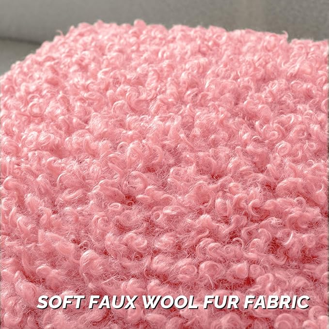 FUTEI Pink Decorative Throw Pillow Covers 18x18 Inch Set of 2,Soft Fluffy Faux Wool Fur Boucle Textured Cushion Case,Modern Home Decor for Couch Bed Living Room Office