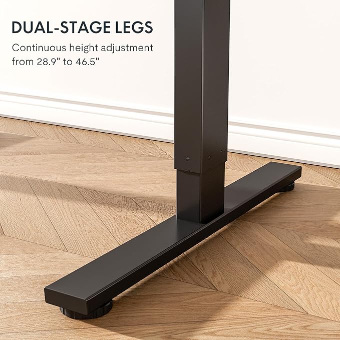 FLEXISPOT EN1 Whole-Piece Standing Desk, 55 x 28 Inches Electric Stand Up Desk for Workstation and Home Office (Black Frame + 55" White Top, 2 Packages)