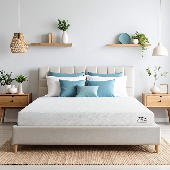 L’Baiet 6 Inch Gel Memory Foam Mattress, King Size - Bed in a Box - Medium Firm - Breathable Cooling-Gel Comfort Technology - Pressure Relief Comfy Support Soft Fabric Cover - CertiPUR-US Certified