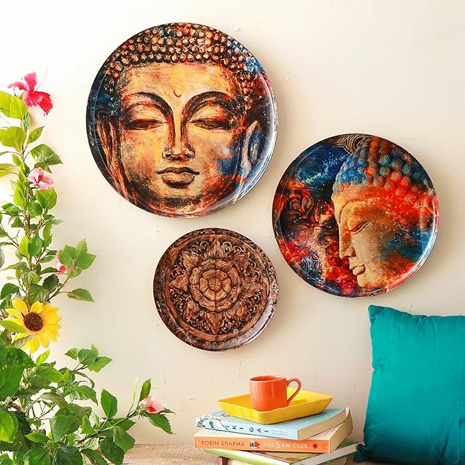 RITUALISTIC Nirvana Iron Wall Art Plates – Set of 3 Decorative Plates | Contemporary Metal Wall Decor | Modern Wall Hanging for Living Room, Bedroom & Home Interiors |Christmas gifts