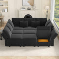 Vesgantti Modular Sofa Bed with Storage, 92" Sleeper Sofas with 9 Seats Storage Chaises Removeble Cover, Luxury Large Velvet Sectional Couch Set for Living Room, Apartment, Home Theatre, Black