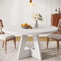 Tribesigns Farmhouse Dining Table, 47 Inch Round Dinner Table for 4, Rustic Round Dining Room Table for Home Dining Room Living Room (White)