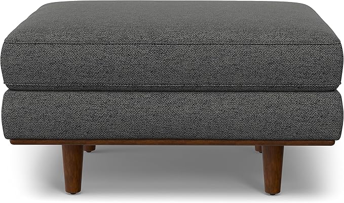 SIMPLIHOME Morrison 33-inch Wide Table Ottoman in Charcoal Grey Woven-Blend Fabric, Multifunctional Footrest, Coffee Table, or Extra Seating for Living Room, Mid-Century Modern Style