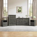 Farmhouse Dresser and Nightstand Sets, 4Pcs Bedroom Furniture Set, Nightstand Set of 2 & 55" Wide 6 Drawer and 44" Tall 5 Drawer Dresser with Large Drawers & Bar Handles, Grey