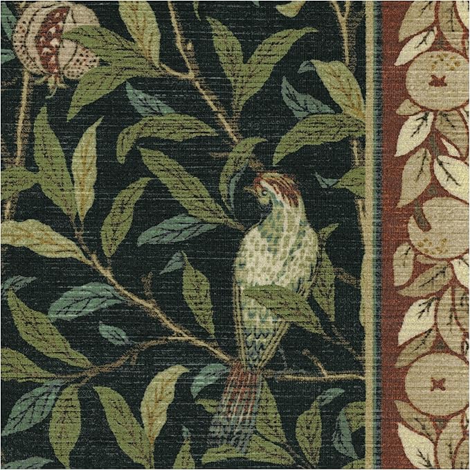 RUGGABLE x Morris & Co Machine Washable Runner Rug – Pomegranate Blue Green 2.5x7, Stain-Resistant, Non-Slip – Washable Rug for Hallway, Entryway, Living Room & Kitchen–with Standard Pad